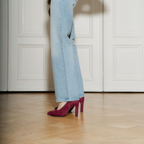 Jackie Pump - Cherry Red Suede 10 cm