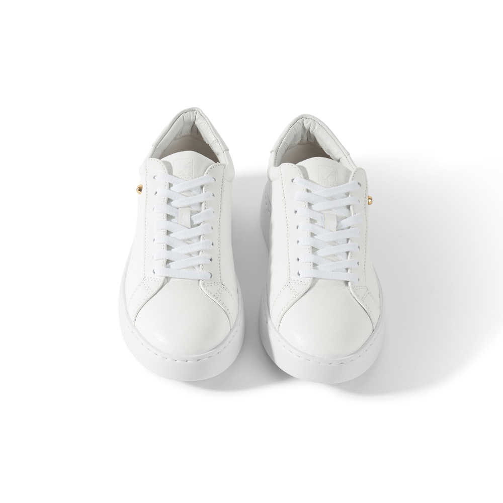 Stella Sneaker - White Pebbled Leather