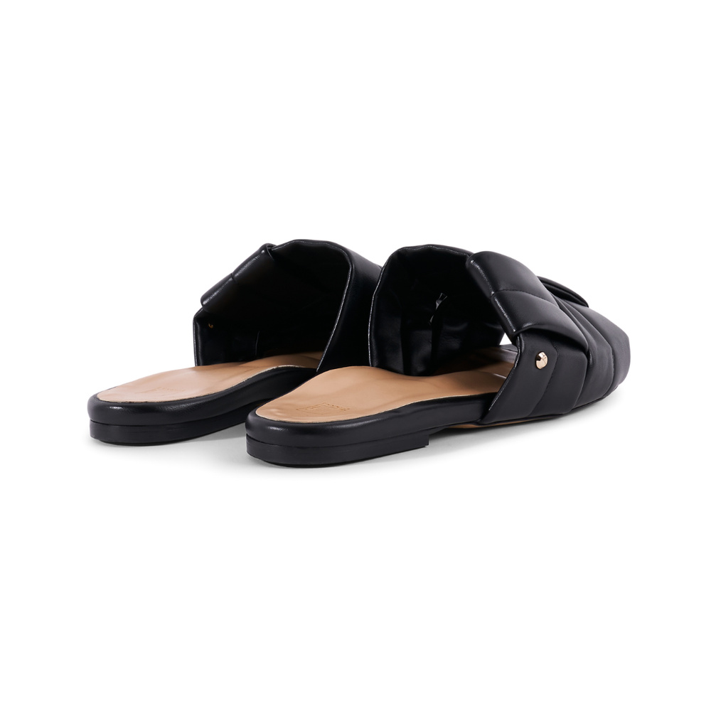 Maty Flat Sandal - Black Leather