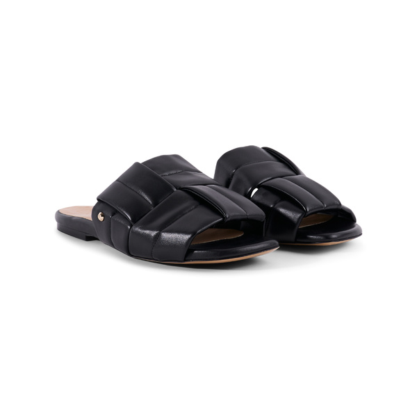 Maty Flat Sandal - Black Leather