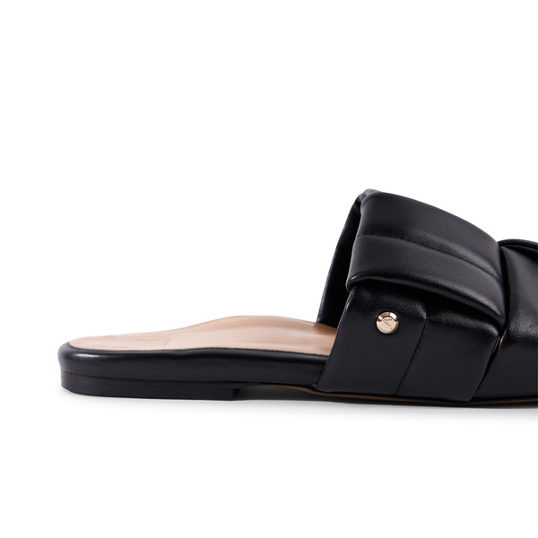Maty Flat Sandal - Black Leather