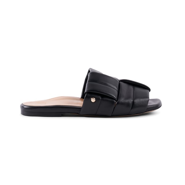 Maty Flat Sandal - Black Leather
