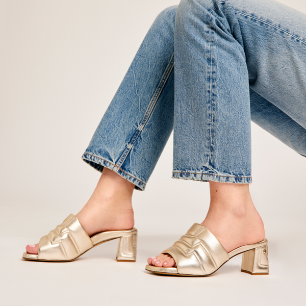 Maty Sandal 5 cm - Gold Leather