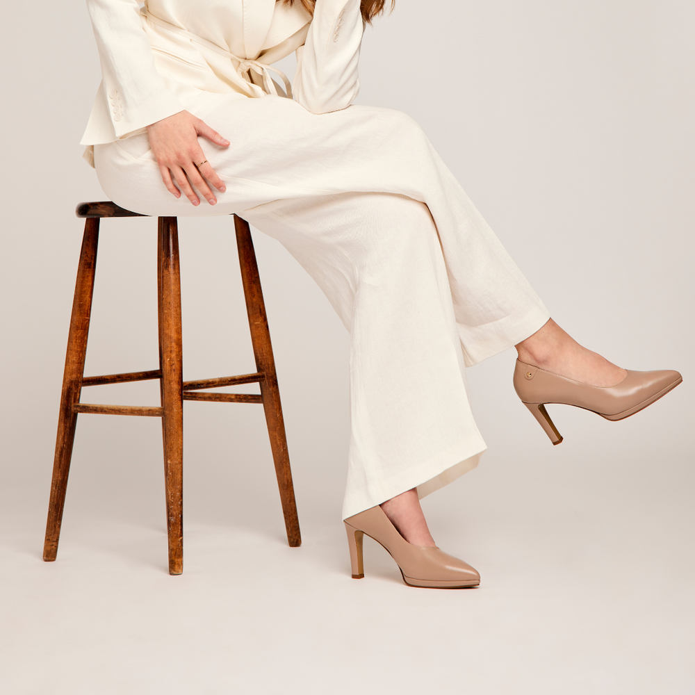 Isa Pump - Beige Leather 8 cm