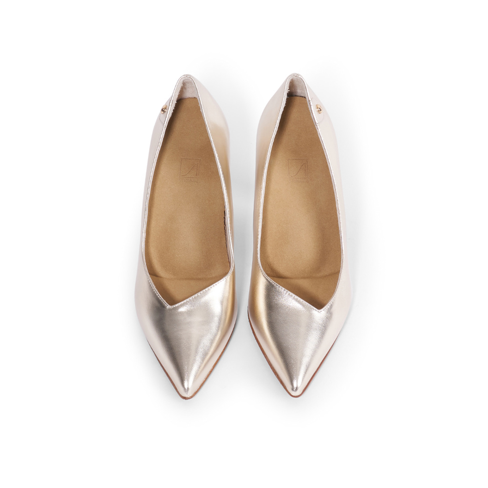 Jacqueline Pump - Gold Leather 9 cm