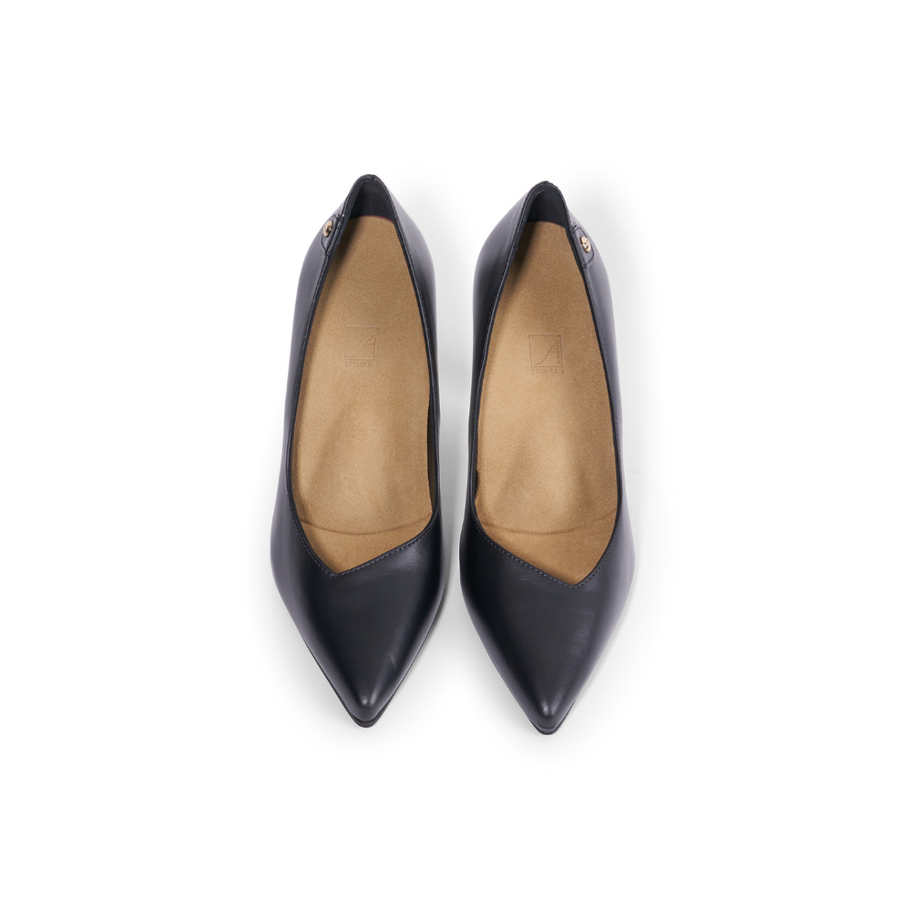 Jacqueline Pump - Black Leather 9 cm