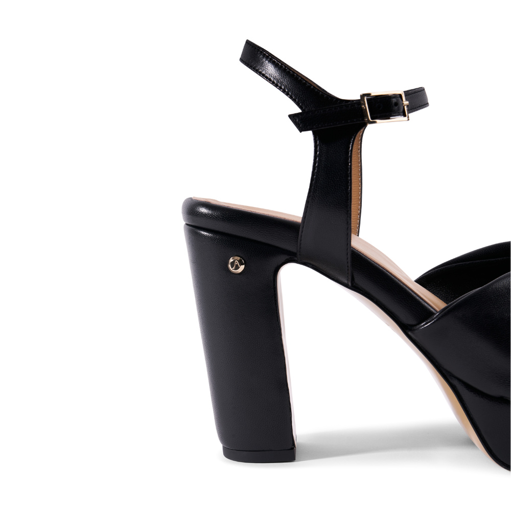 Julie High Heel Sandal - Black Leather