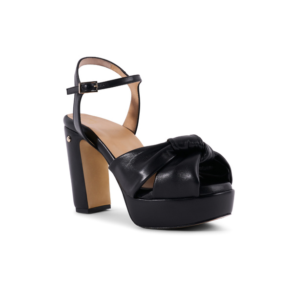 Julie High Heel Sandal - Black Leather
