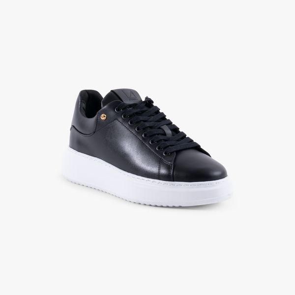 type W grateful / essential black　stina Nelly - Black Leather Sneakers | Stinaa.J Official Store