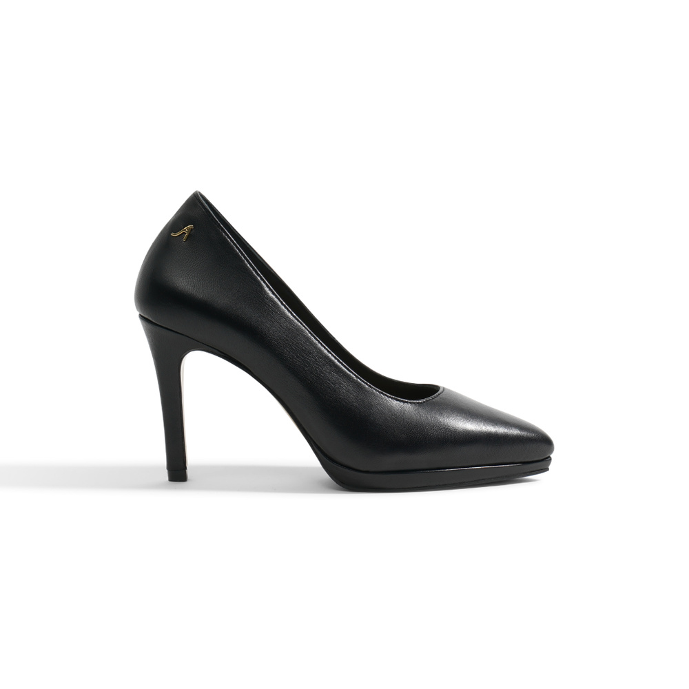 Felicia Pump - Black Leather 9 cm