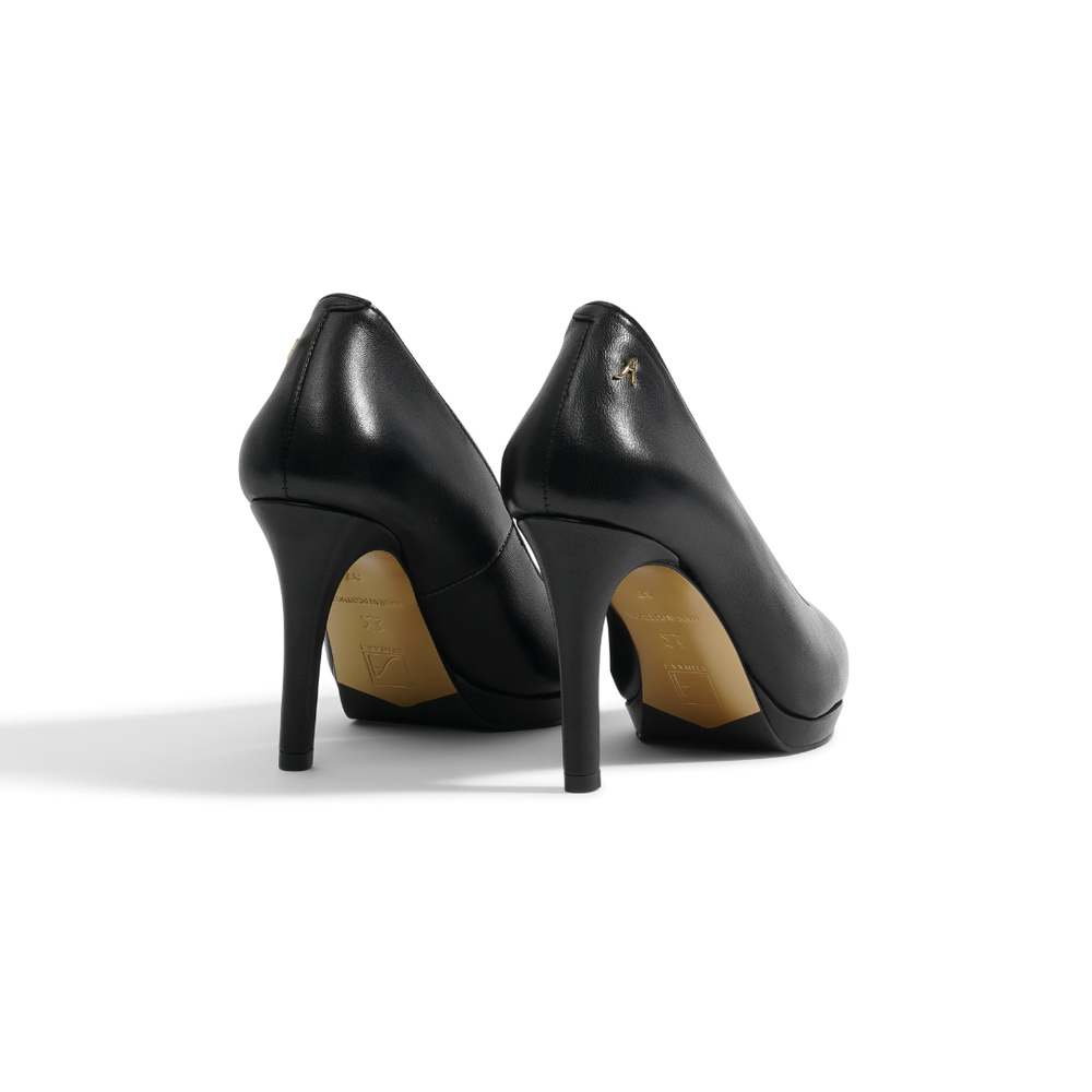 Felicia Pump - Black Leather 9 cm