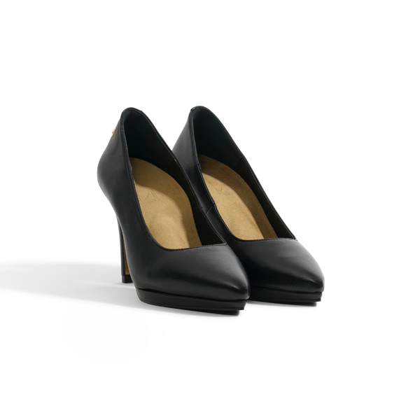 Felicia Pump - Black Leather 9 cm