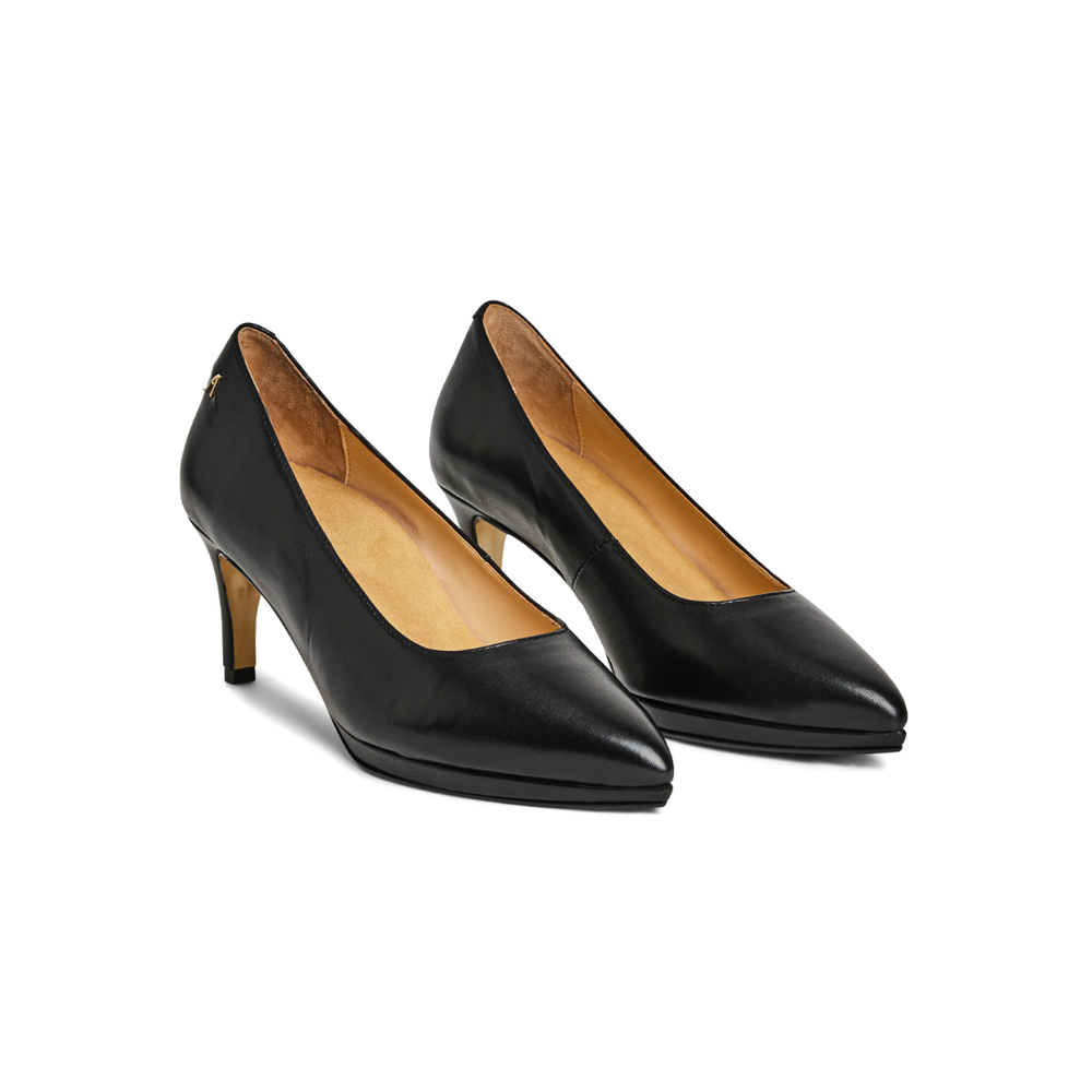Felicia Pump - Black Leather 6 cm