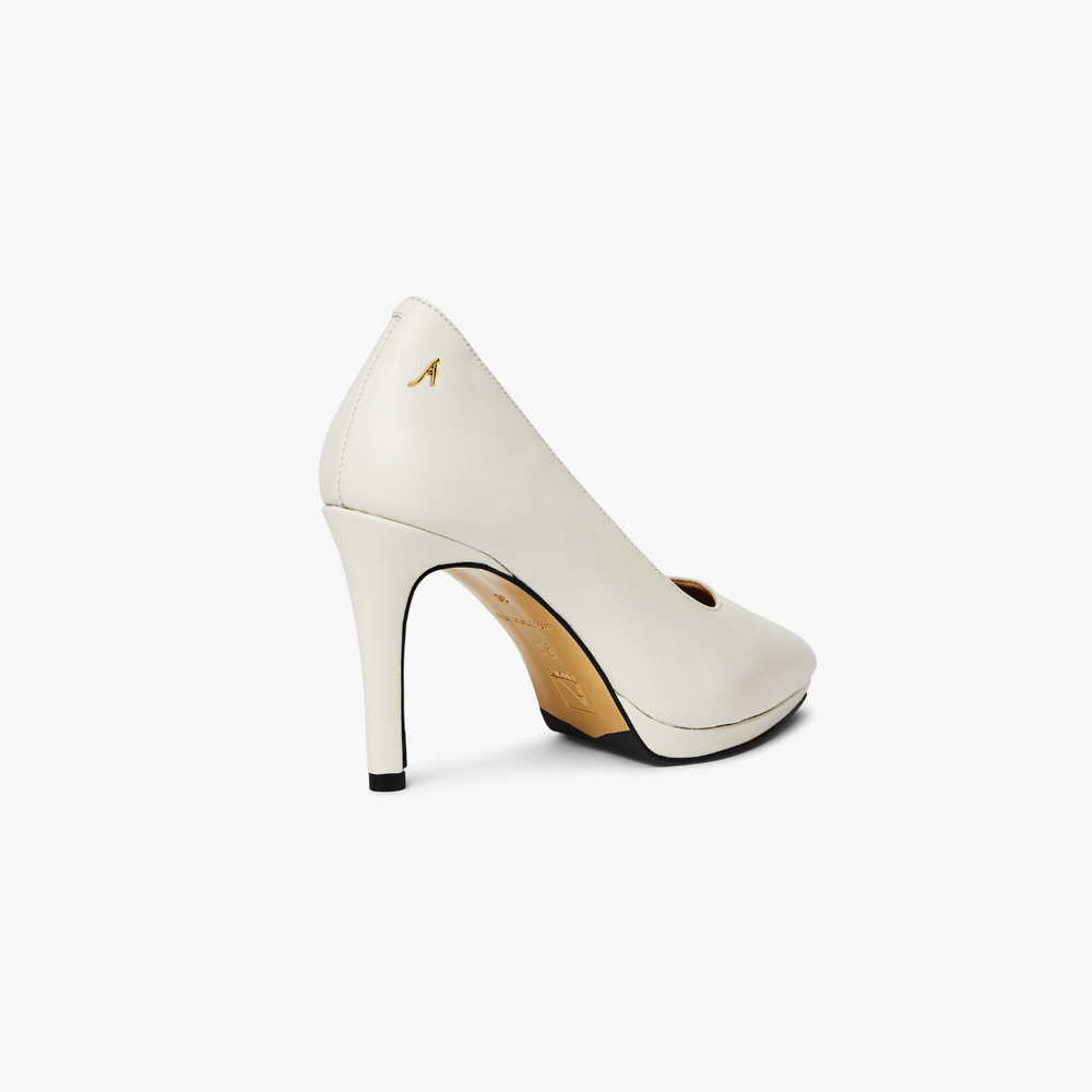 Felicia Pump - Pearl White Leather 9 cm