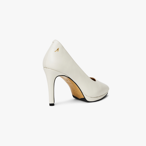 Felicia Pump - Pearl White Leather 9 cm