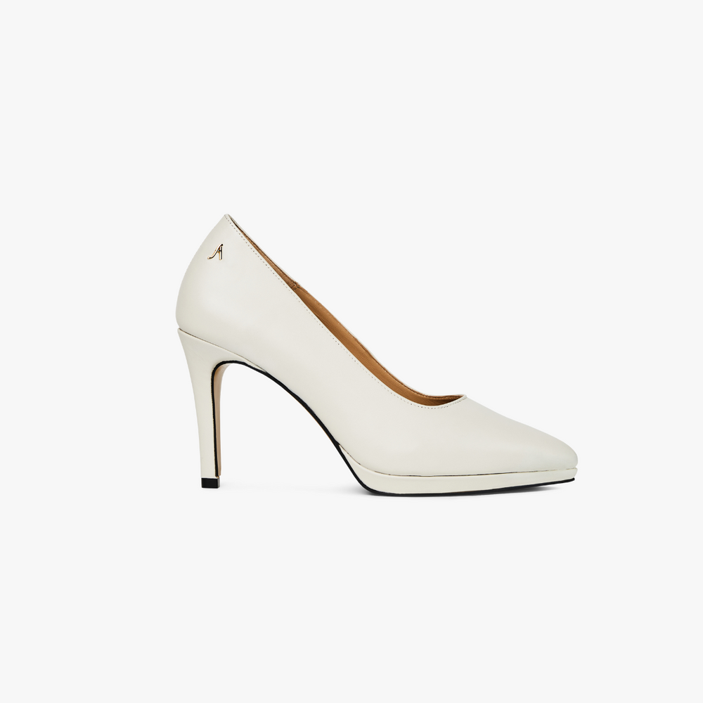 Felicia Pump - Pearl White Leather 9 cm