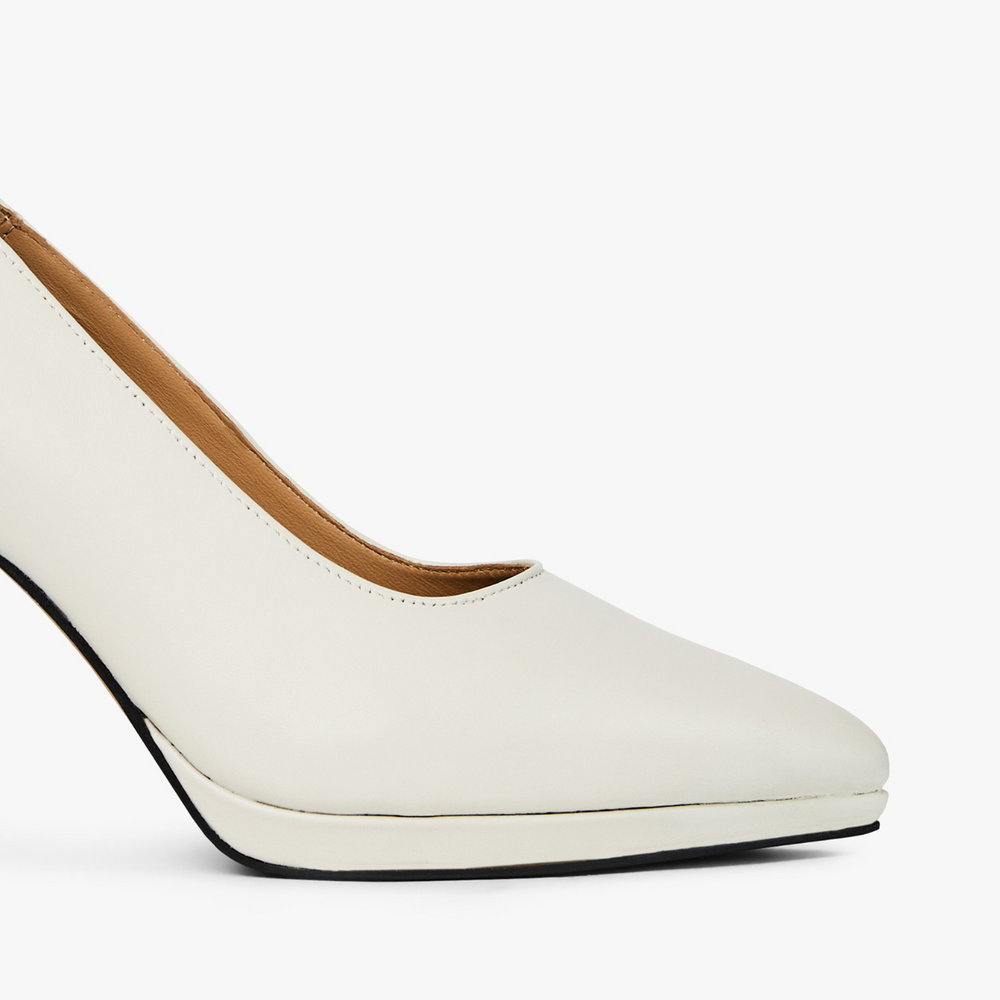 Felicia Pump - Pearl White Leather 9 cm
