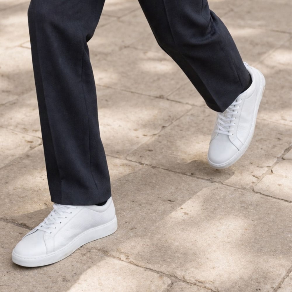 Oscar Sneaker - White Pebbled Leather